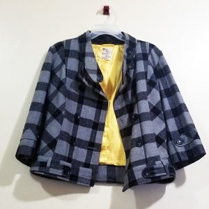 Tulle Buttoned Jacket Black/Gray Checker Style